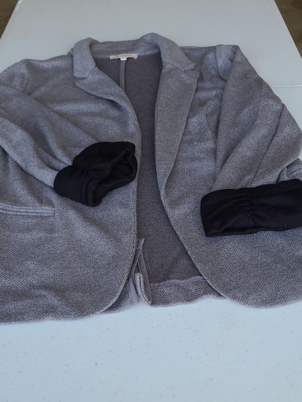 Skies Are Blue Gray Knit Blazer with Black Cuff Accents